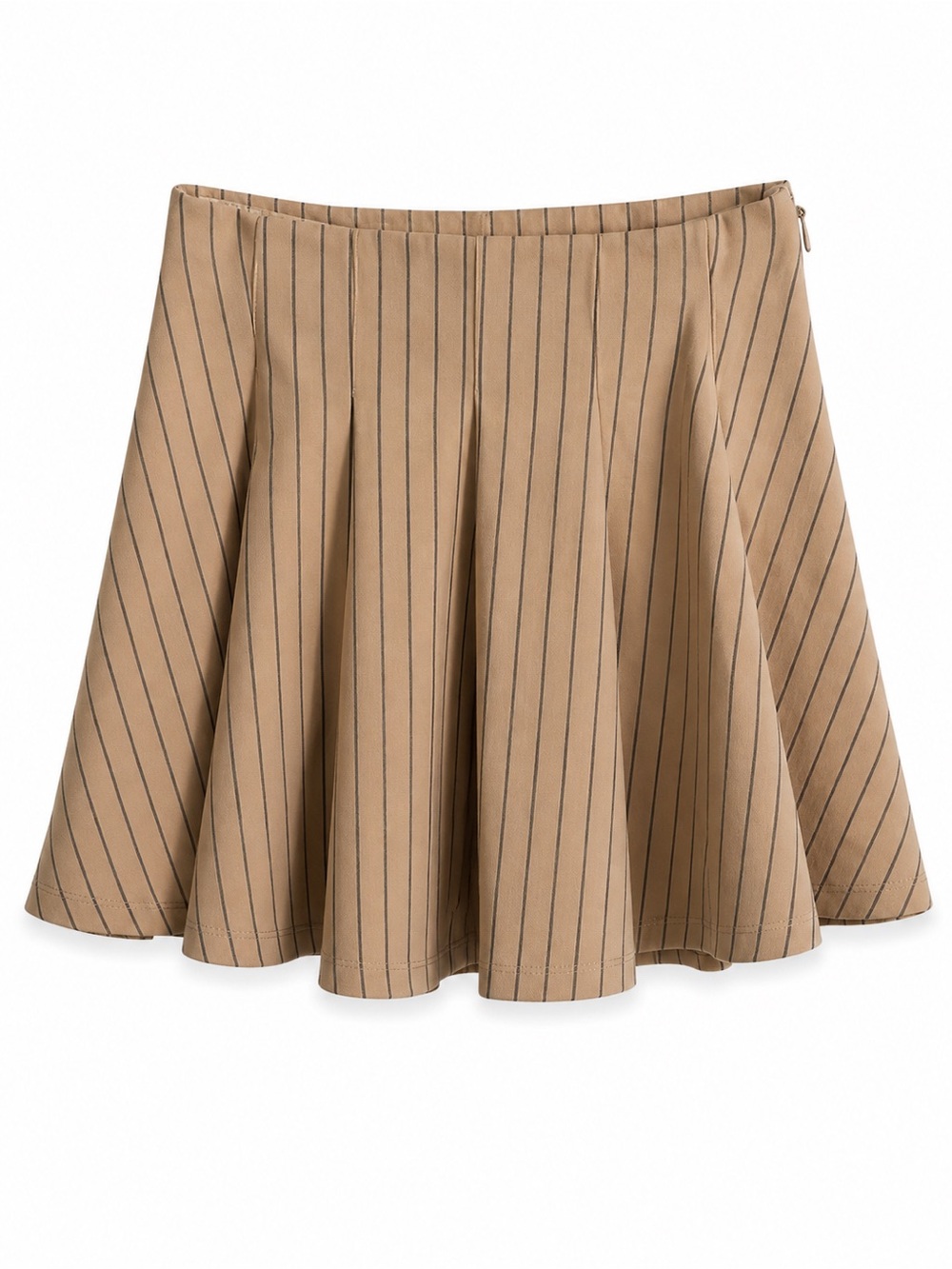 Striped Tan Flared Skirt